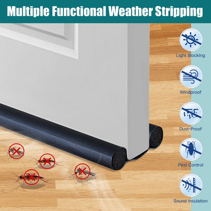 Protalwell Door Draft Stopper Brown Under Door Insulator Fits 1-3/4" Doors