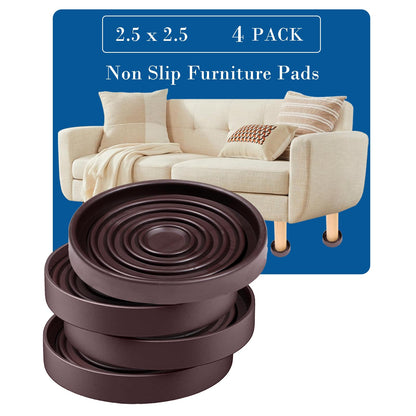 Fursafe&Q Rubber Caster Cups Non Slip Furniture Pads 3" Round 4 Pack Brown