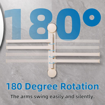 Zynuhmo 4-Arm Swivel Towel Rack 13.78in White Adjustable Suction Cup