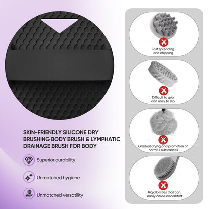Canroom Silicone Body Scrubber Anti Zinc Infused Exfoliating Black