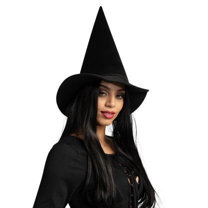 Spooktacular Creations Halloween Black Witch Hat Soft Satin Costume Accessory