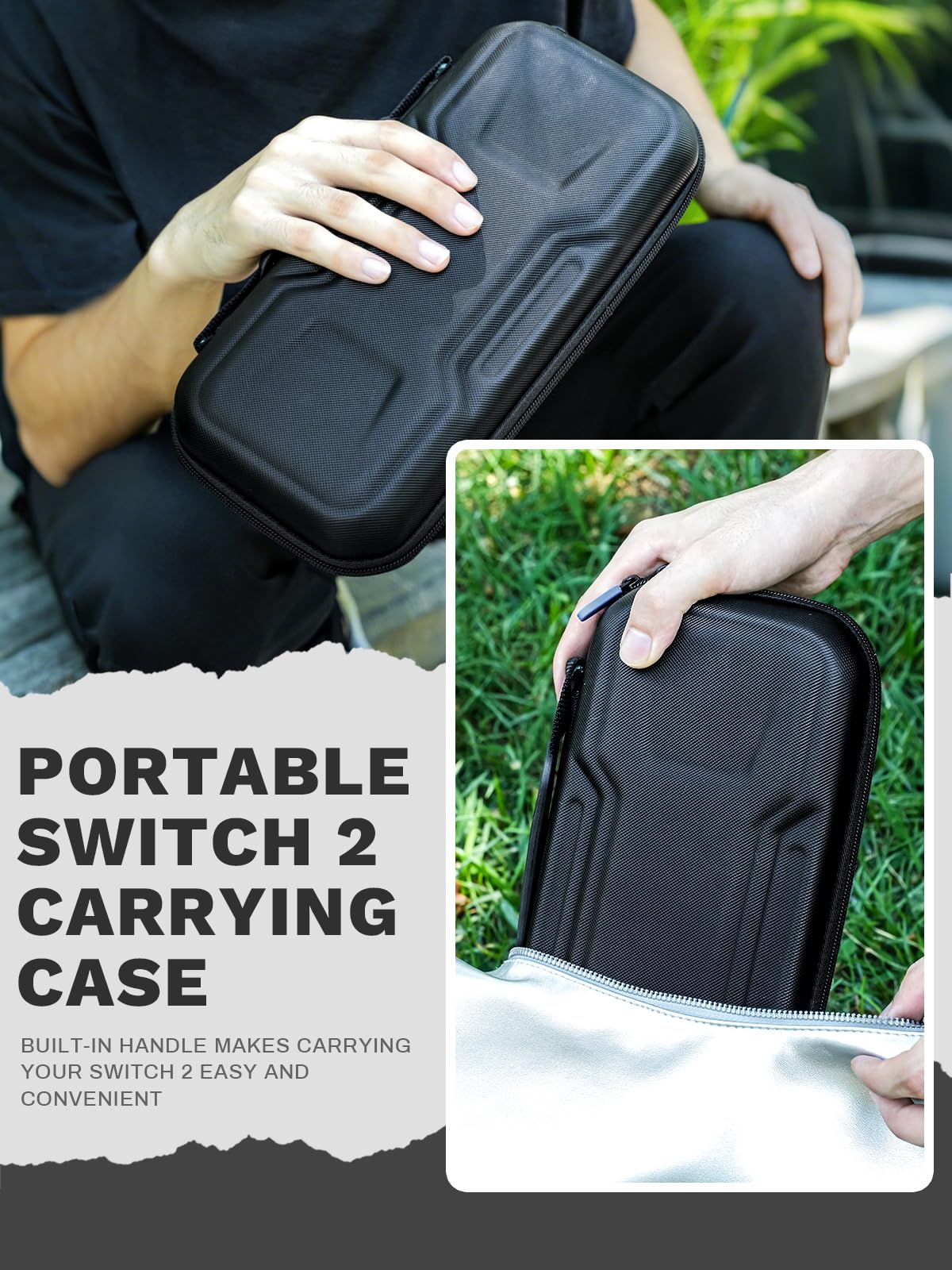 Generic Nintendo Switch 2 Carrying Case 2025 Hard Shell Black Nylon