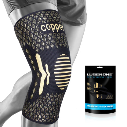 Lusenone Copper Knee Brace Compression Sleeve 2 Pack Black Size L