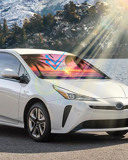 Sunset Beach Windshield Sun Shade for Toyota Prius Hatchback 2016-22 Foldable