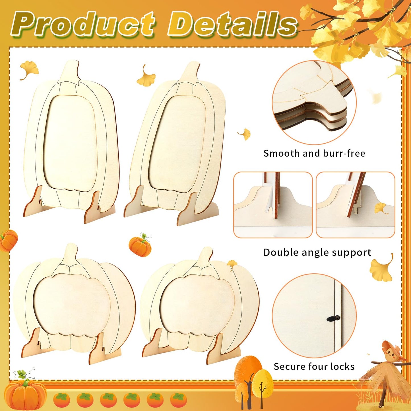 Geelin 24 Pack Wooden Pumpkin Picture Frame DIY Crafts 5.5x7.48 inches