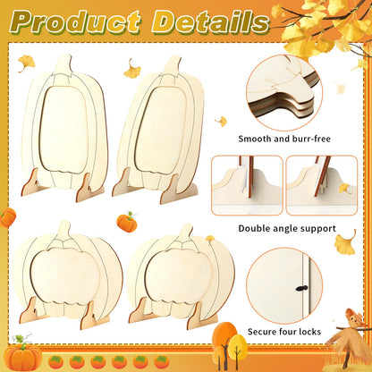 Geelin 6 Pack Wooden Pumpkin Picture Frames Unfinished 5.5x7.48in Fall Decor