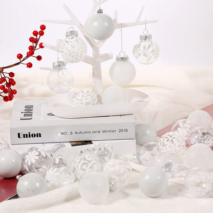 SUPREME XMAS Clear Christmas Ornaments 60mm 30ct Shatterproof White