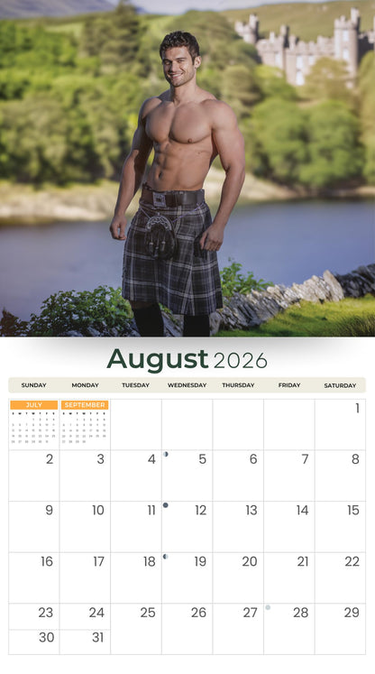 Just Calendars Men in Kilts 2026 Deluxe Wall Calendar 12x13.3 Large