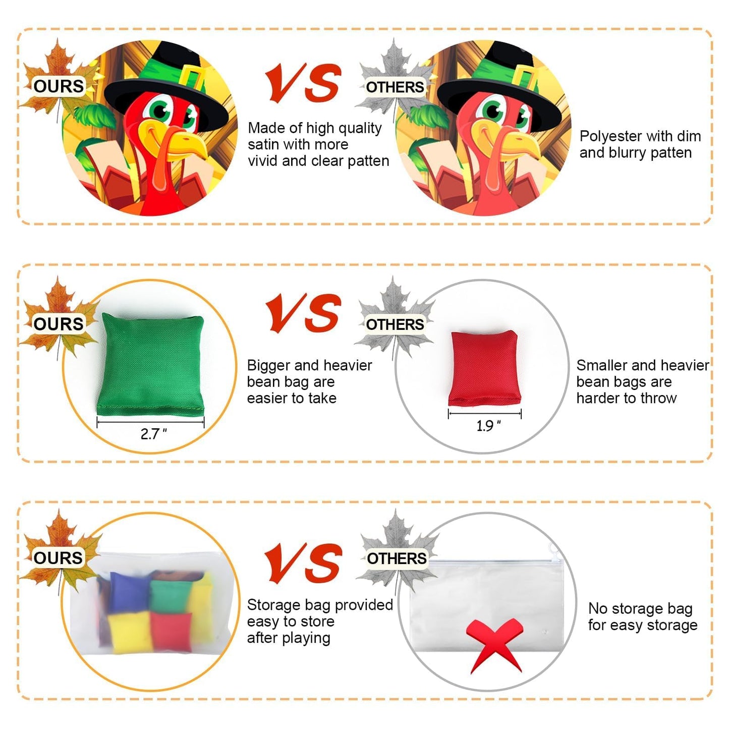 HiParty Thanksgiving Toss Game with 4 Bean Bags, Classic Fall Festival Design