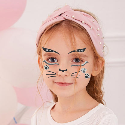 Totelux Cat Face Glitter Tattoos Stickers Temporary Tattoo 2Pcs