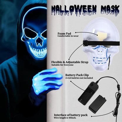 Waipfaru Halloween Scream Mask with Gloves Blue 2PCS Plastic