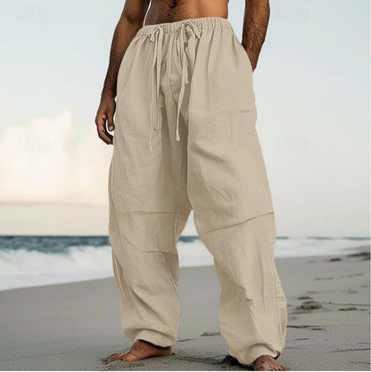Beach Straight-leg Plain Color Daily Pants