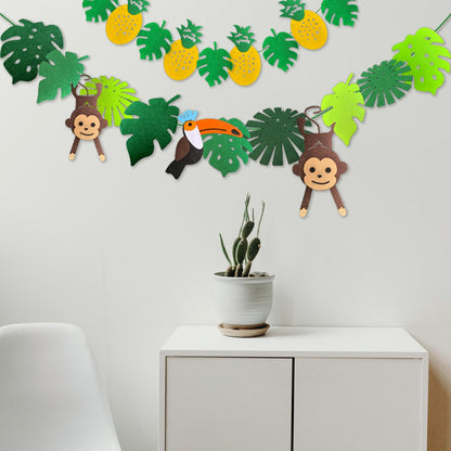 Leyhooney Christmas Jungle Felt Decor Set Tropical Toucan Monkey Palm Leaf