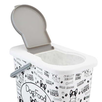 Pounce + Fetch 3 Gallon Pet Dry Food Container with Scooper White