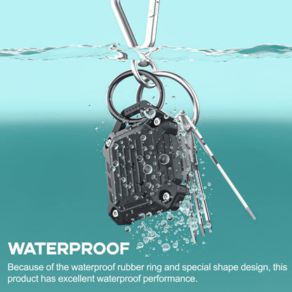 Jeanue Waterproof AirTag Holder Keychain Case Orange & Black 2 Pack Screw Closed