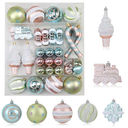 Forsylvanas Jewelry 47PCS Macaron Rose Gold Shatterproof Christmas Ornaments