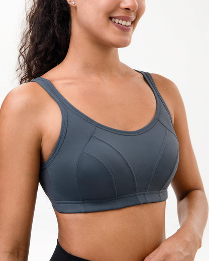 Luvrobes Women's Sports Bra Racerback Adjustable Straps Grey Size M
