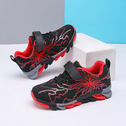 Sypsfwco Kids Running Sneakers Mesh Athletic Rubber Sole Black-Red Size 3.5 US