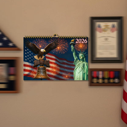 Zluiaza 250th Anniversary American Patriotic 2026 Spiral Wall Calendar Vintage