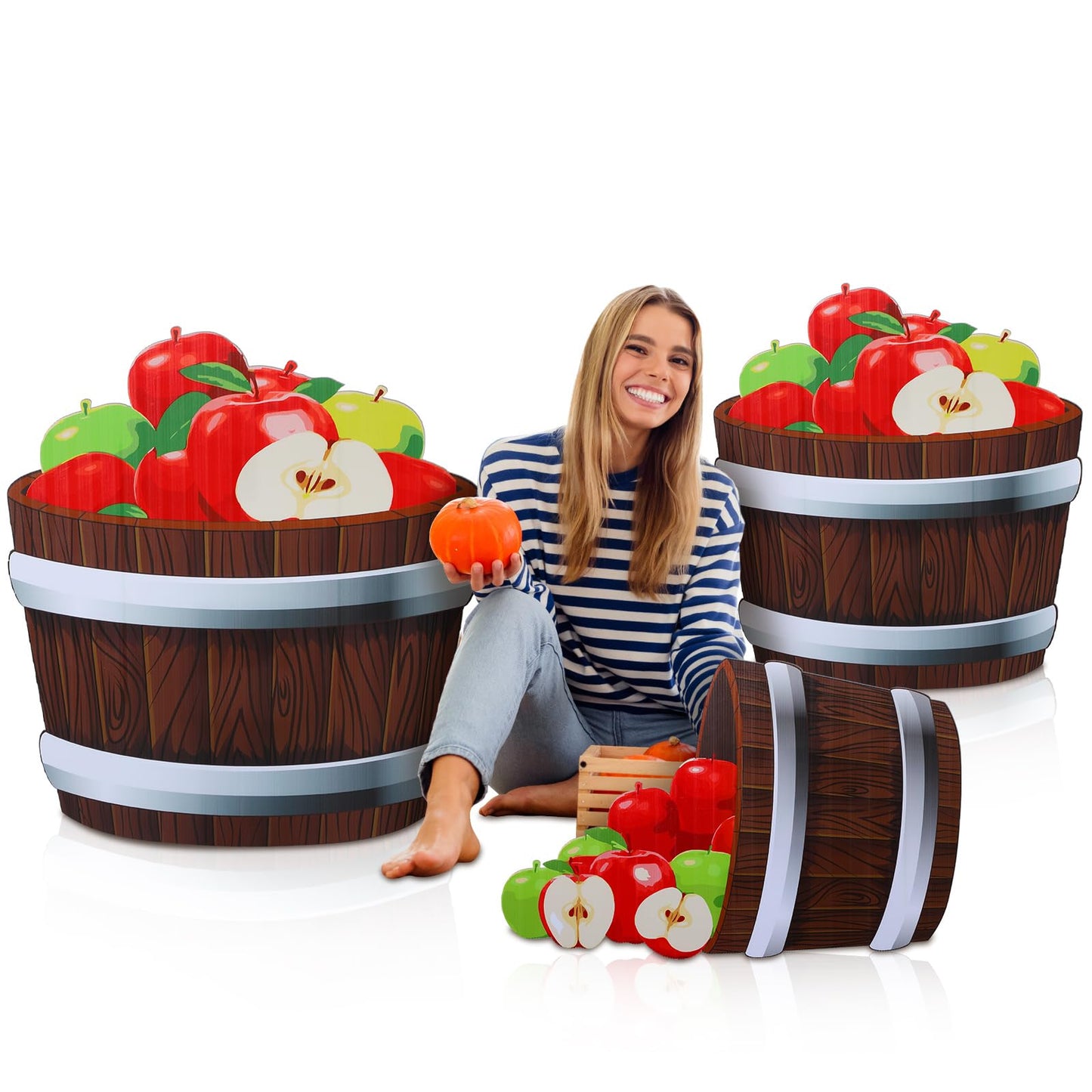 Beeveer Fall Thanksgiving Harvest Apple Orchard Cardboard Cutouts 20-26" Set