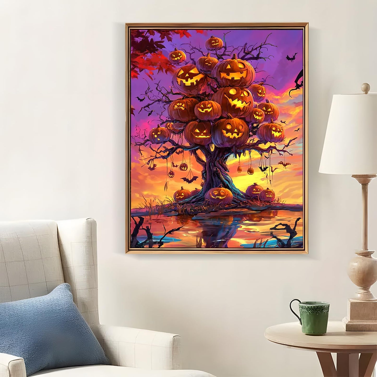 LKHMVCA Halloween Pumpkin Tree Diamond Painting Kit 11.8x15.7 Inch