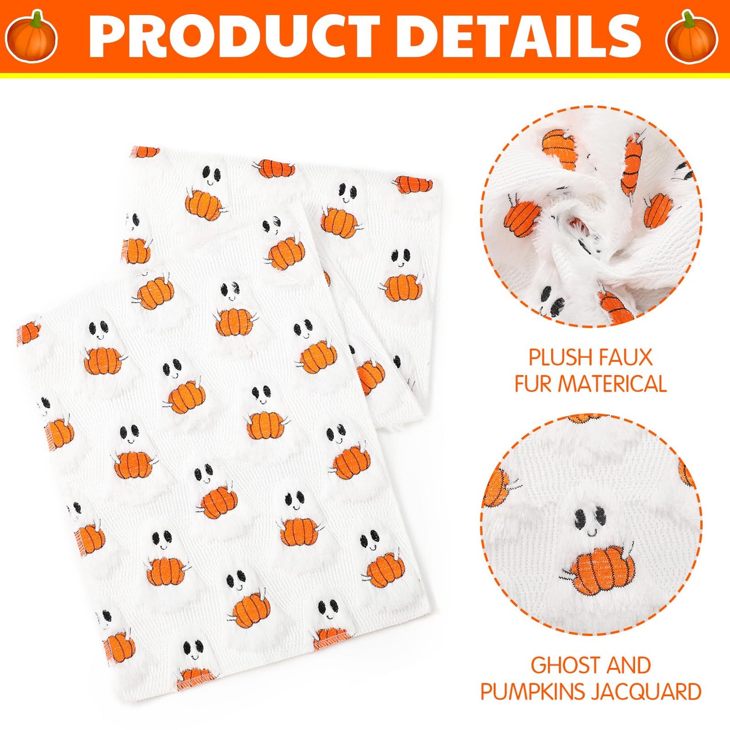 Frienda Fall Ghost Pumpkin Table Runner Ivory Plush 13x72 Inch