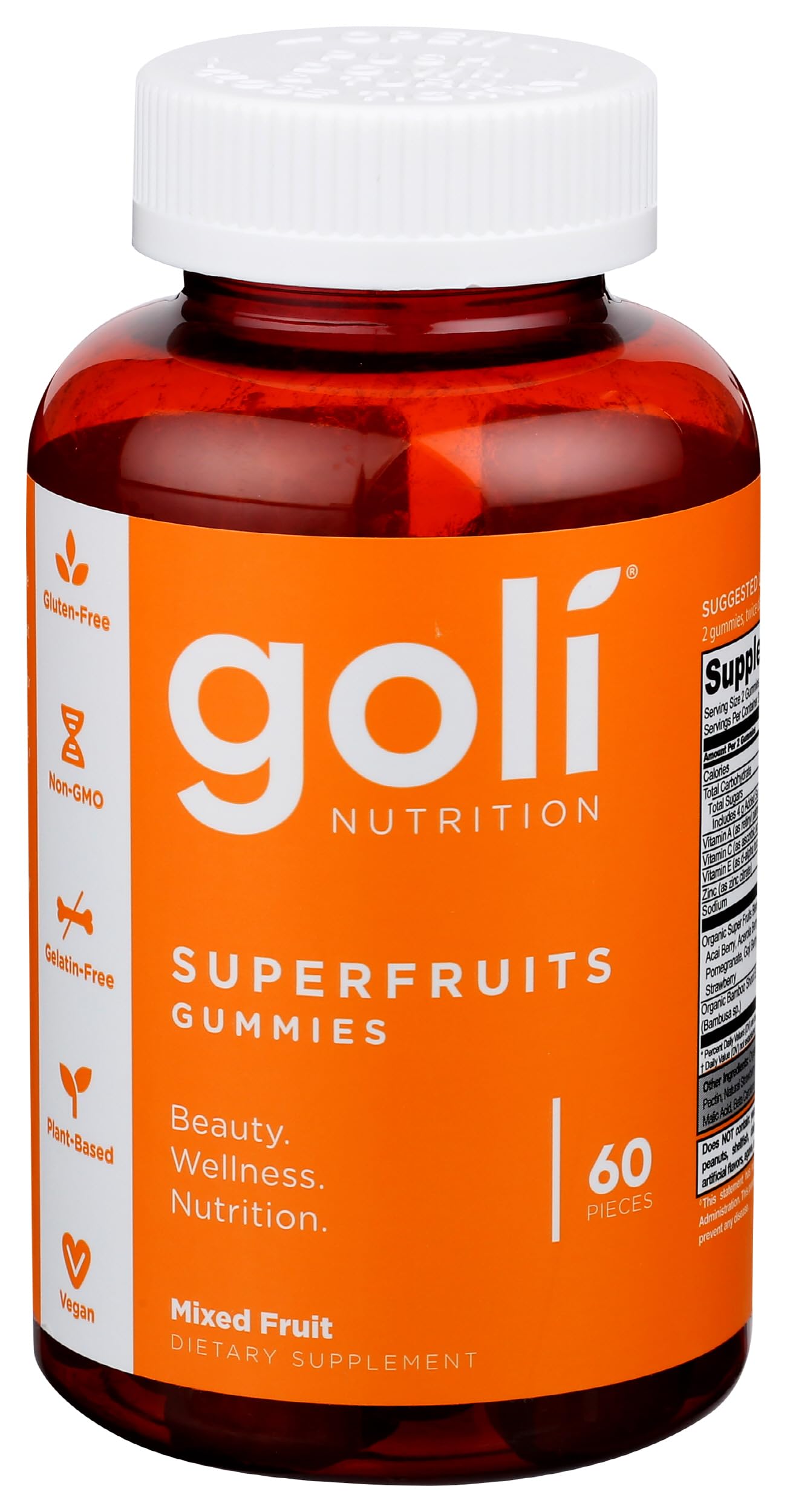 BestBy05/26 Goli Nutrition Superfruits Gummies Mixed Fruit 60 Count