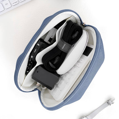 E-Tree Makeup Bag Half Moon Cosmetic Pouch Travel Toiletry Organizer Blue