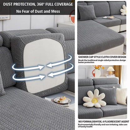 Disayu Sofa Couch Cover Stretch Washable Slipcover Beige Large Double Seat