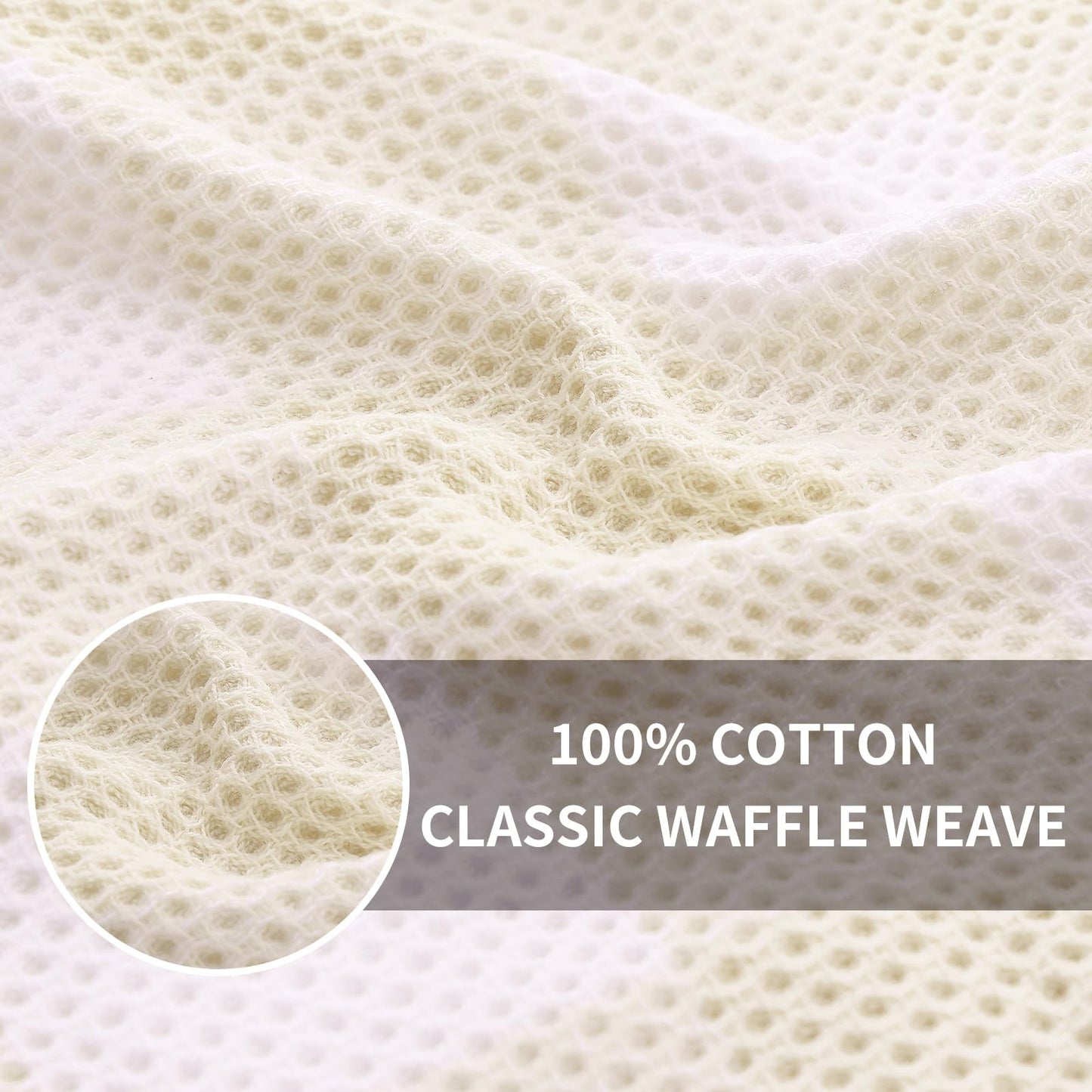 Homaxy Cotton Waffle Weave Check Plaid Dish Cloths 12x12 White Beige 6-Pack
