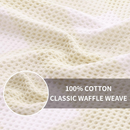 Homaxy Cotton Waffle Weave Check Plaid Dish Cloths 12x12 White Beige 6-Pack