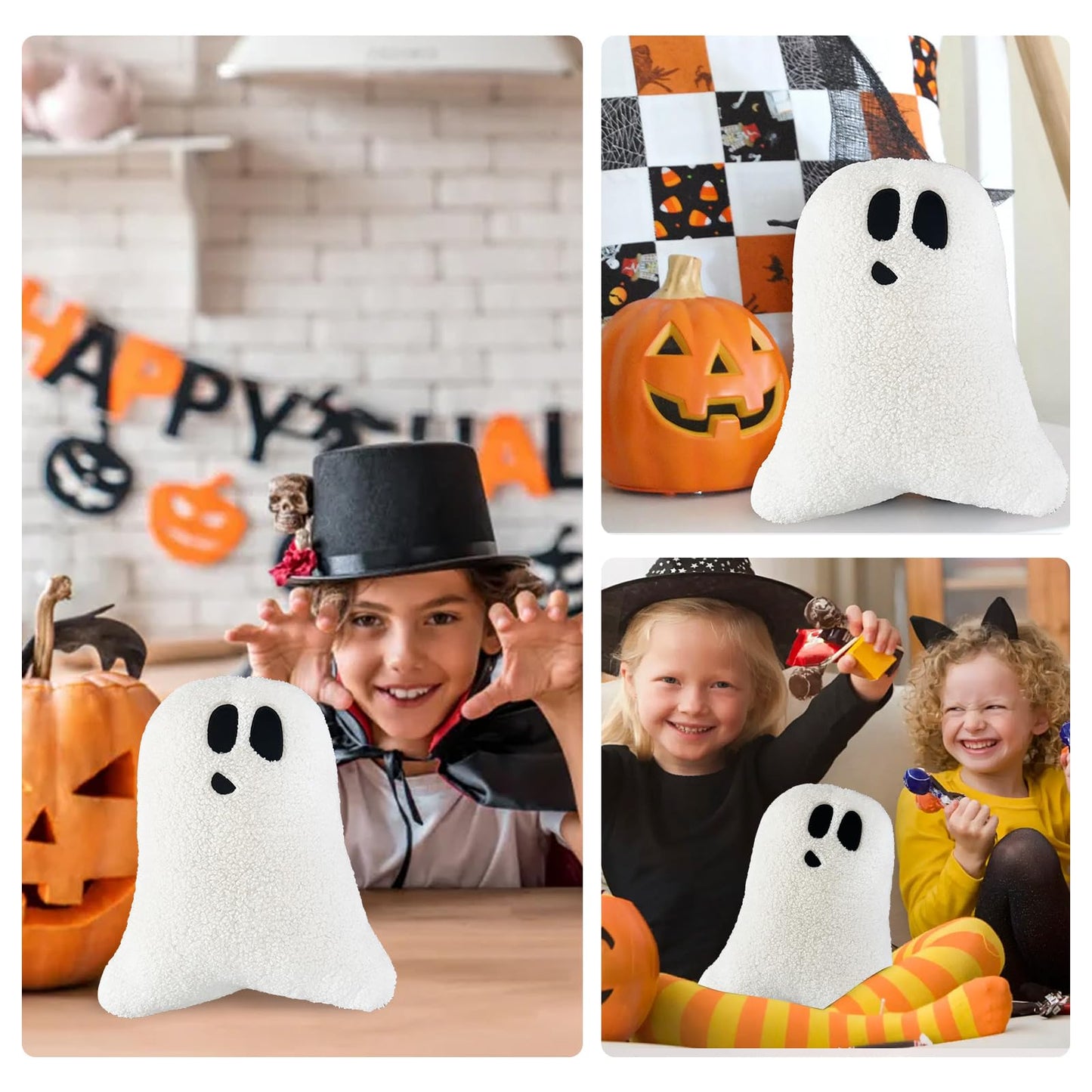 WSARZAHE Halloween Ghost Decorative Throw Pillow Flannel 11.76x7.8 Inch