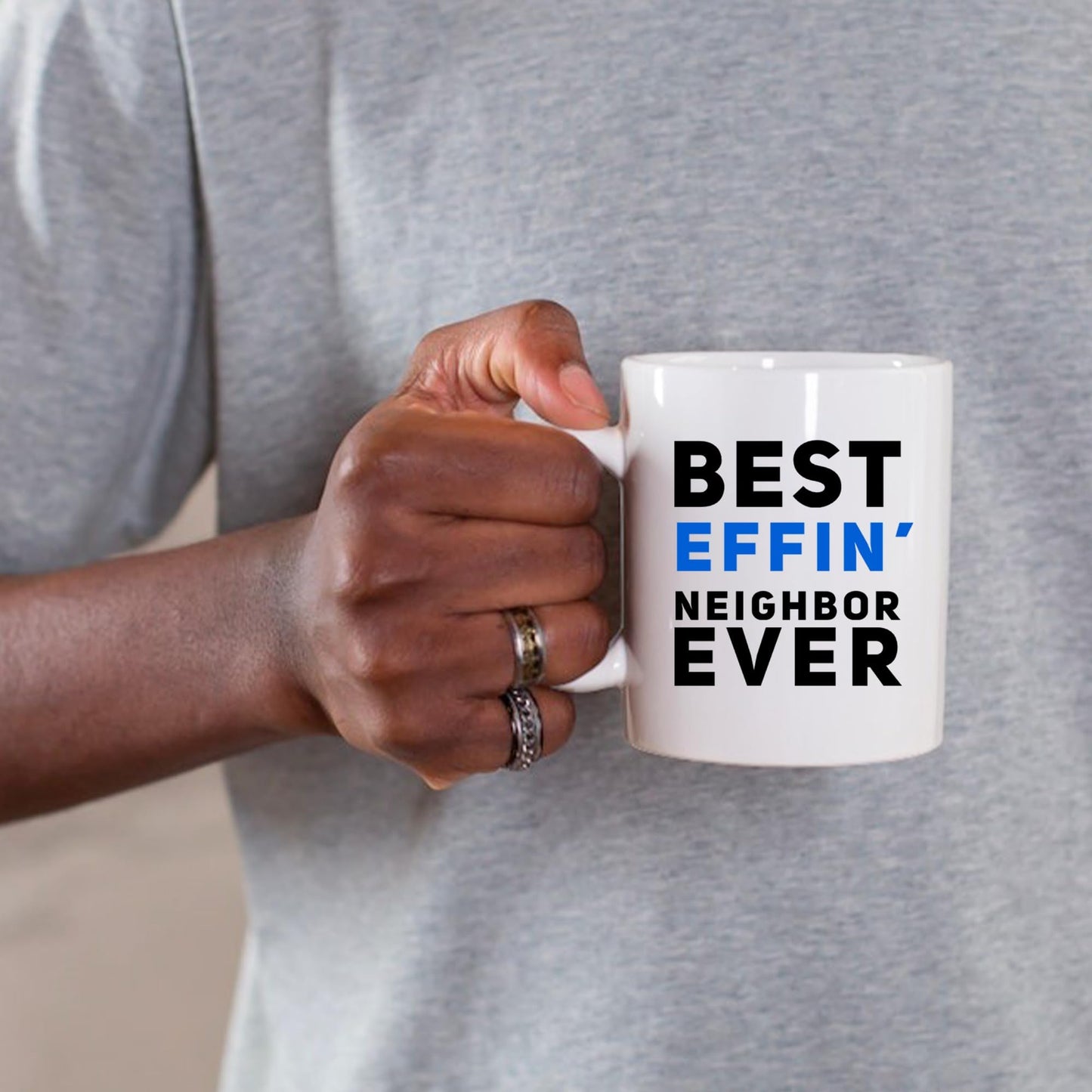 Panvola Best Effin' Neighbor Coffee Mug 11oz White Ceramic Funny