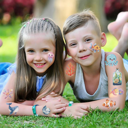 SBOBUY Ocean Animal Temporary Tattoos 10 Sheets Gold Cartoon Kids Party