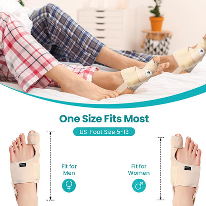 Promifun Bunion Corrector Adjustable Toe Splint Pain Relief Beige 1Pair One Size