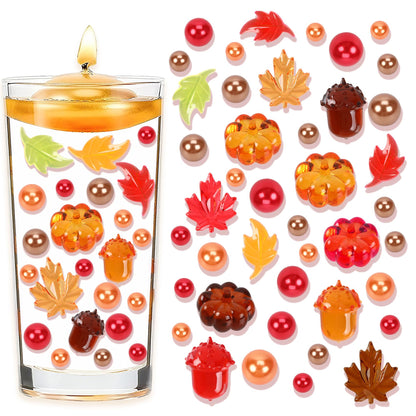 Chffcuh 130 PCS Thanksgiving Vase Fillers Fall Decor Acrylic Pumpkin Pearls