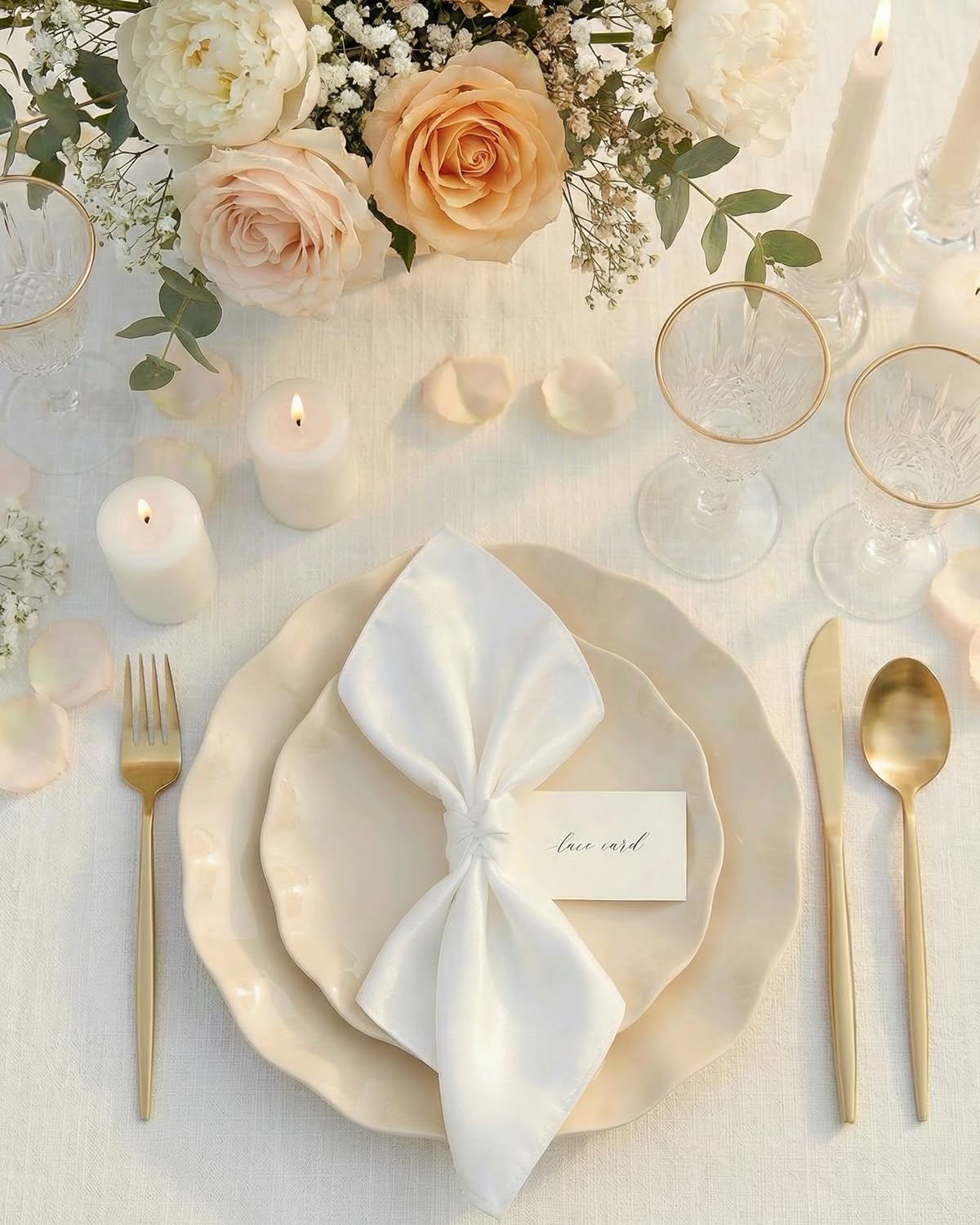 LIYH 24 Pcs Plastic Plates Reusable Scalloped Beige BPA Free 12 Guests