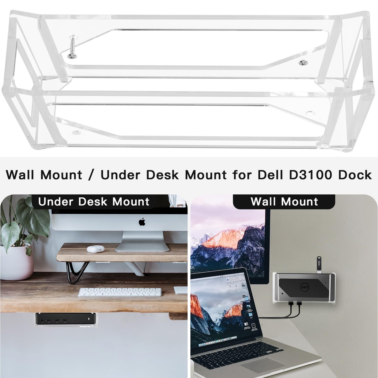CaSZLUTION Docking Station Mount Clear for Dell D3100 Dock Holder