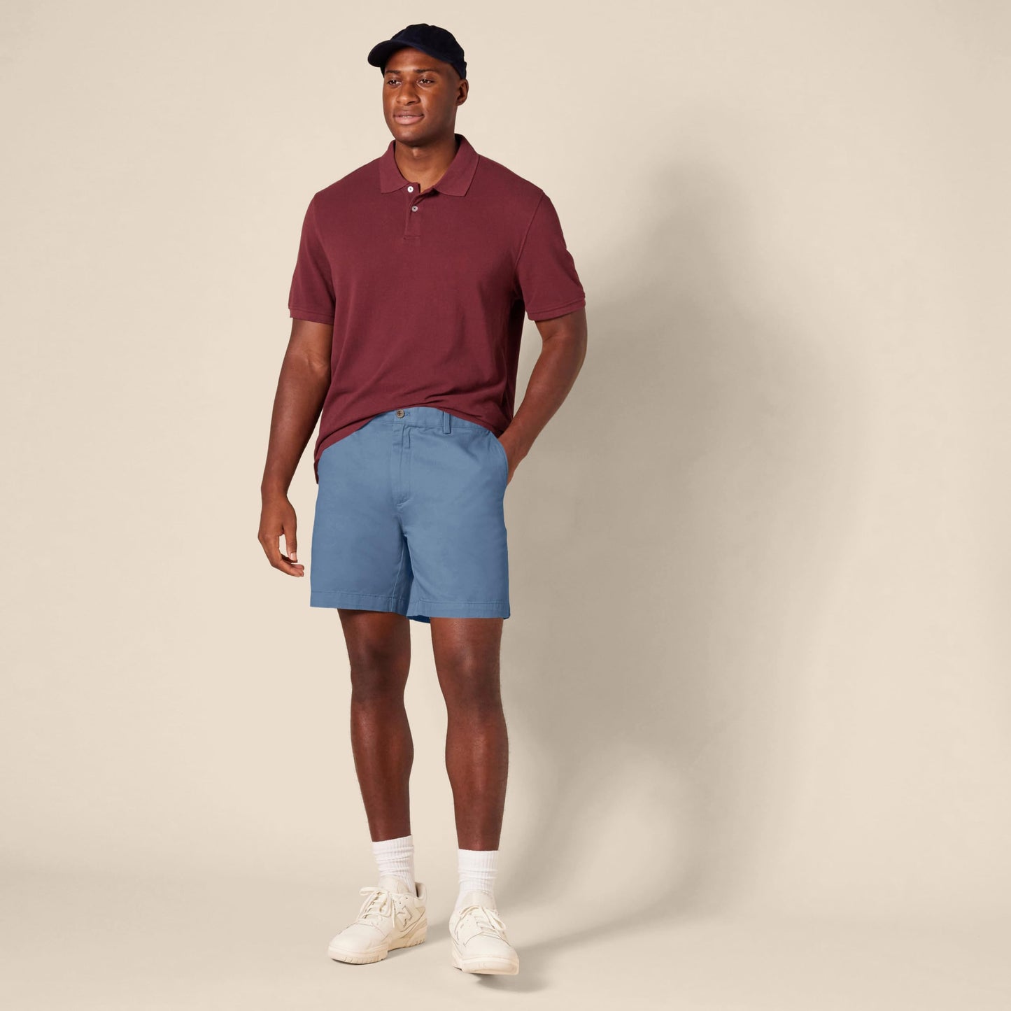 Amazon Essentials Men's Slim-Fit 7" Chino Shorts Deep Blue Size 30
