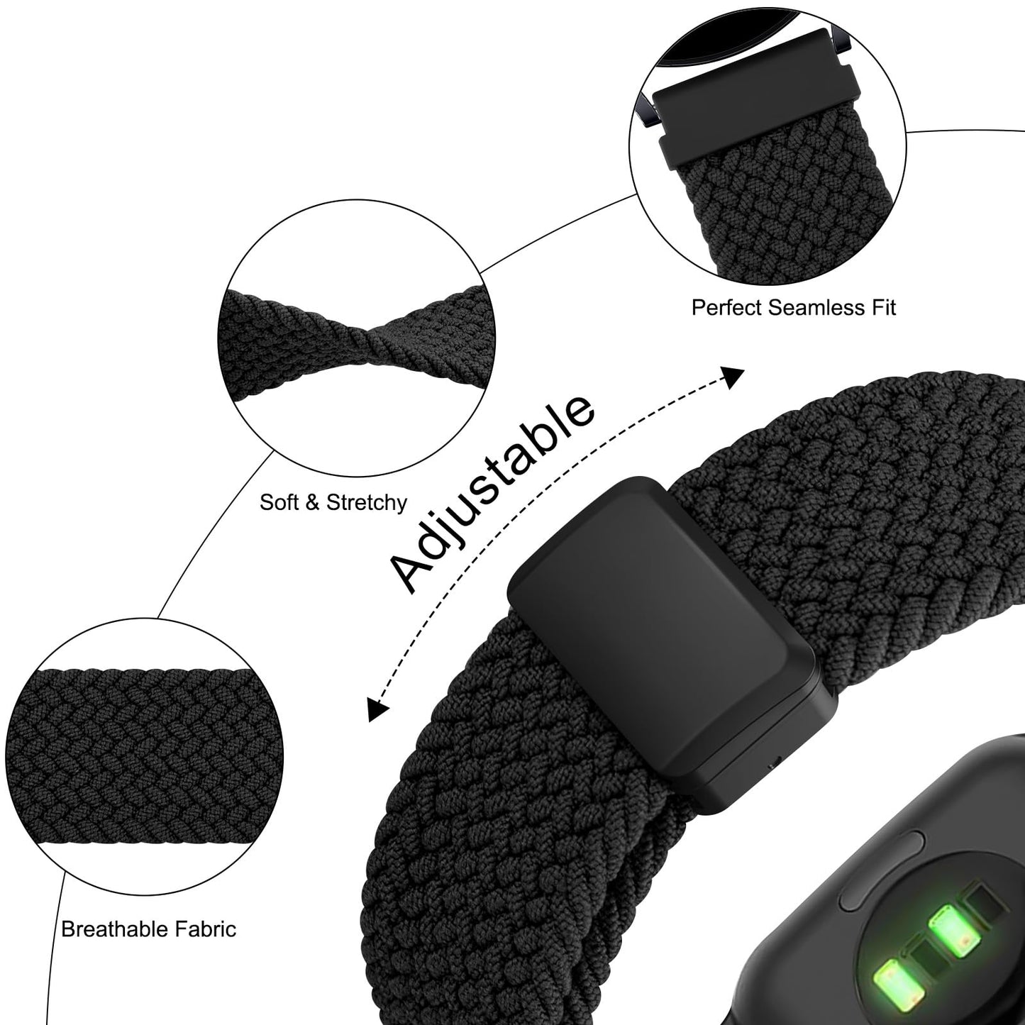 MVSSAT Braided Magnetic Buckle Watch Band 22mm Rainbow