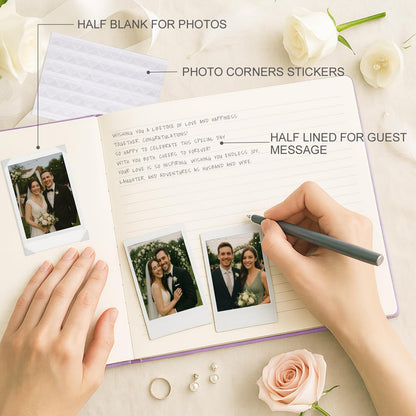 &And Per Se Purple Wedding Guest Book Hardcover Memory Keepsake Album