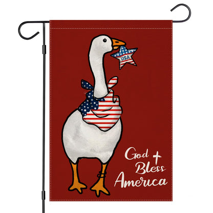 EKOREST Patriotic Garden Flag 12x18in Double Sided Funny Goose Red White Blue
