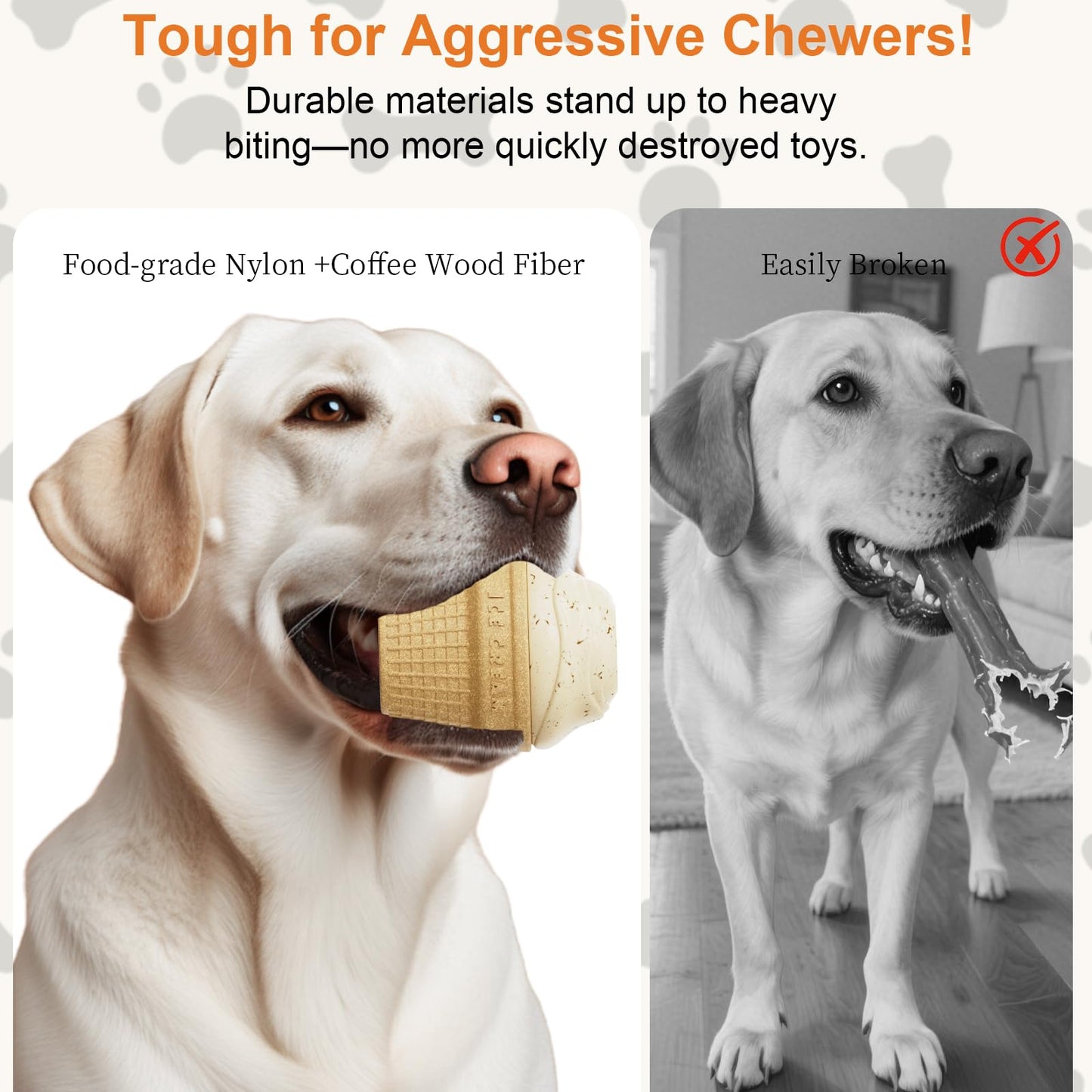 hwnguJ Durable Freezable Ice Cream Dog Toy for Aggressive Chewers