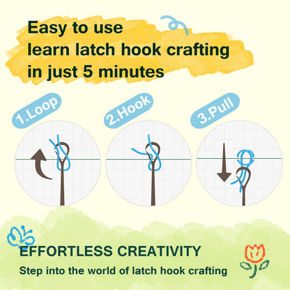 LUDOTEK Colorful Dog Latch Hook Kit Pre-Printed Canvas 17x17 in