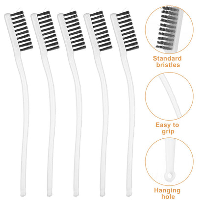 Yolev 5Pcs Stainless Steel Wire Brushes Heavy-Duty Curved Handle Cleaning
