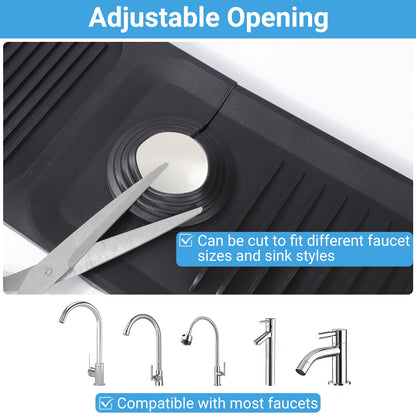 AIZOE Silicone Sink Splash Guard Faucet Mat 23.6in Black Kitchen Bathroom