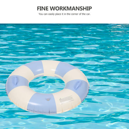 Garneck Inflatable Swimming Ring 32.3'' Retro Striped Blue PVC Adult Float