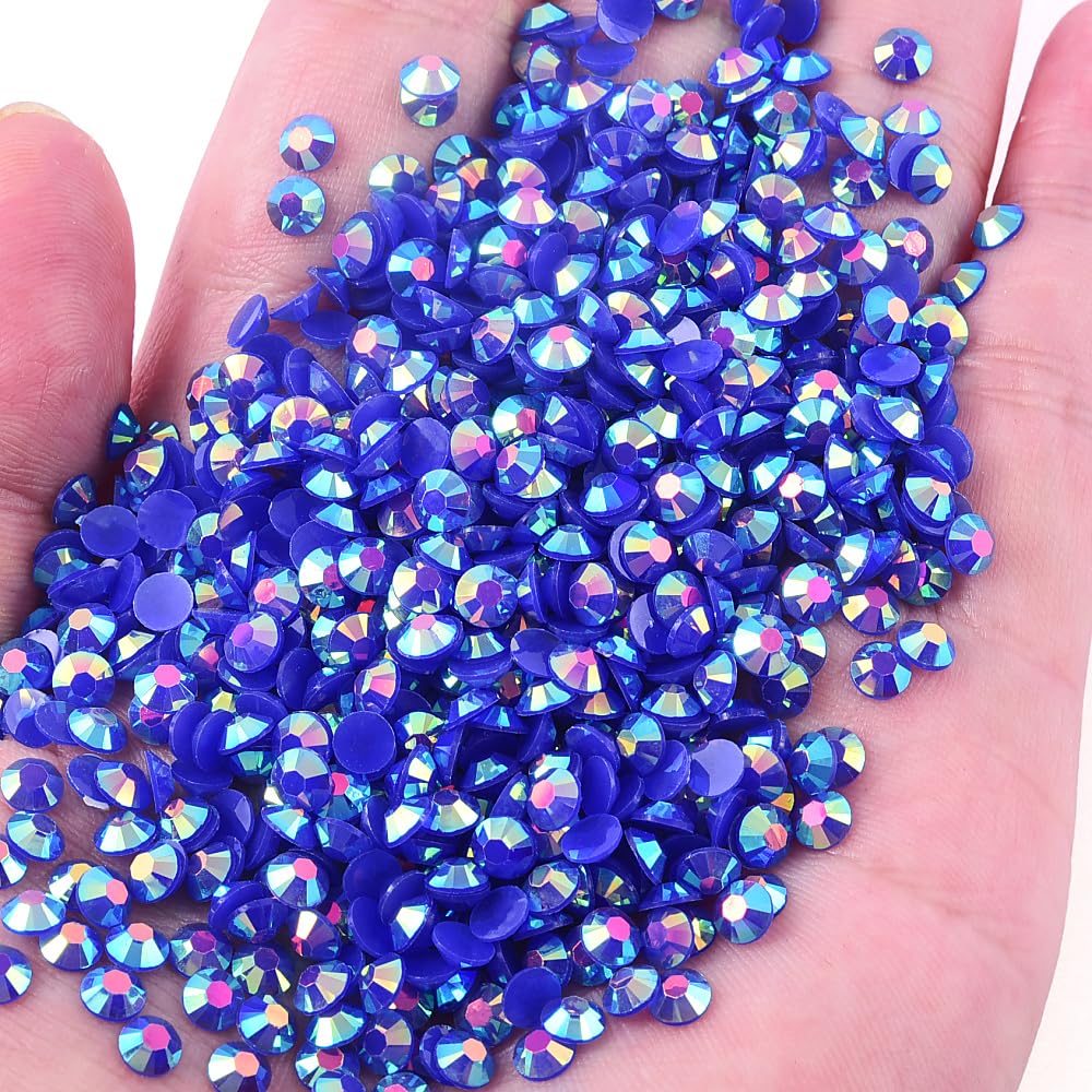 Blinginbox 1500pcs 5mm AB Resin Flatback Rhinestones Round Non-Hotfix Sapphire