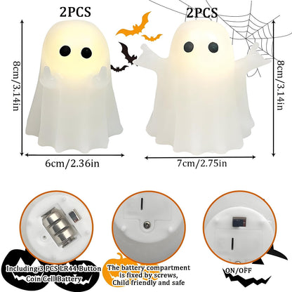 Nafhone Halloween Ghost Flameless LED Candles 4 Pack Real Wax White 8x7cm