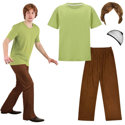 Apragaz Mens Halloween Costume Retro Mystery Solver Green Brown Size L